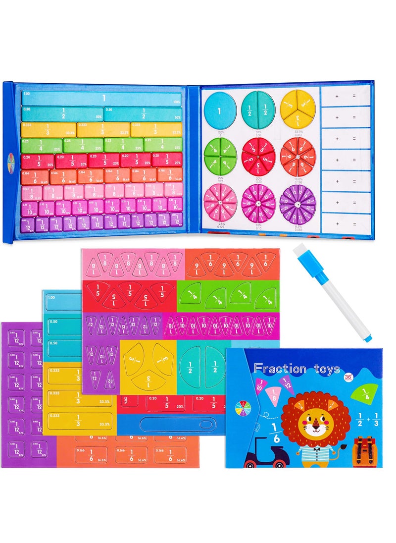 Excefore - Magnetic Fraction Tiles & Circles, Educational Puzzle Set with Math Percentage Fractions Manipulatives, Learning Tools for Early Math Skills, Classroom Supplies - Image 1