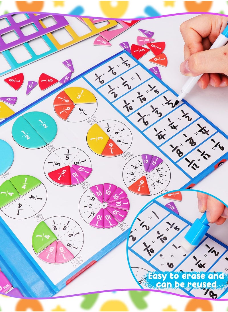 Excefore - Magnetic Fraction Tiles & Circles, Educational Puzzle Set with Math Percentage Fractions Manipulatives, Learning Tools for Early Math Skills, Classroom Supplies - Image 1