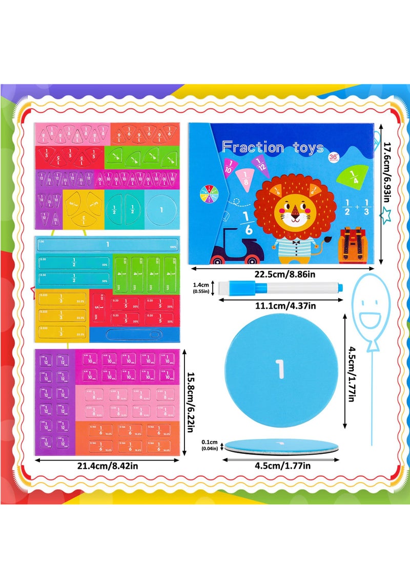 Excefore - Magnetic Fraction Tiles & Circles, Educational Puzzle Set with Math Percentage Fractions Manipulatives, Learning Tools for Early Math Skills, Classroom Supplies - Image 1