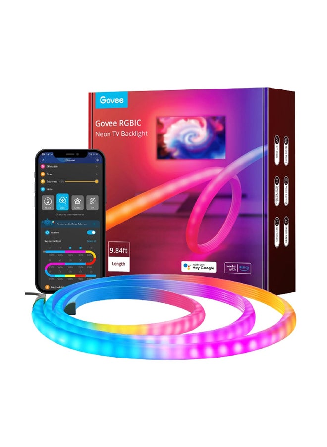 Govee Energy Class G RGBIC Neon TV Backlight for 48-75 Inch TV Multicolor 9.8ft H61B2  - Image 1