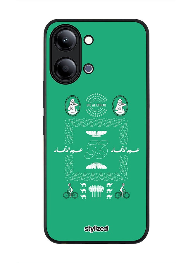 Stylizedd For vivo Y05 4G / Y6t 5G Case,Slim fit Camera Protection, Shockproof Thin Phone cover  - Eid Al Etihad 53 National Day Poster Design Green - Image 1