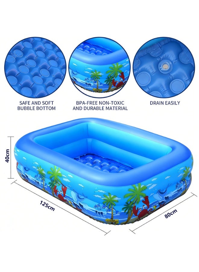 BBL Paddling Pool for Kids, Rectangle Inflatable Swimming Pool for Kids, Toddlers, Baby, Children, Family, Thick Wear-Resistant Pool for Garden, Backyard, Outdoor, Water Play, 125x80x40cm - Image 2