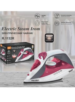 Electric steam iron, with an elegant design to facilitate ironing of clothes and all types of fabrics, 1400 Watts power, model (R.1132), white and red. - pzsku/Z8F4EEDC16E718CBCE2C4Z/45/_/1716898543/d4eaa37d-9421-4148-927c-e024058ae5b6