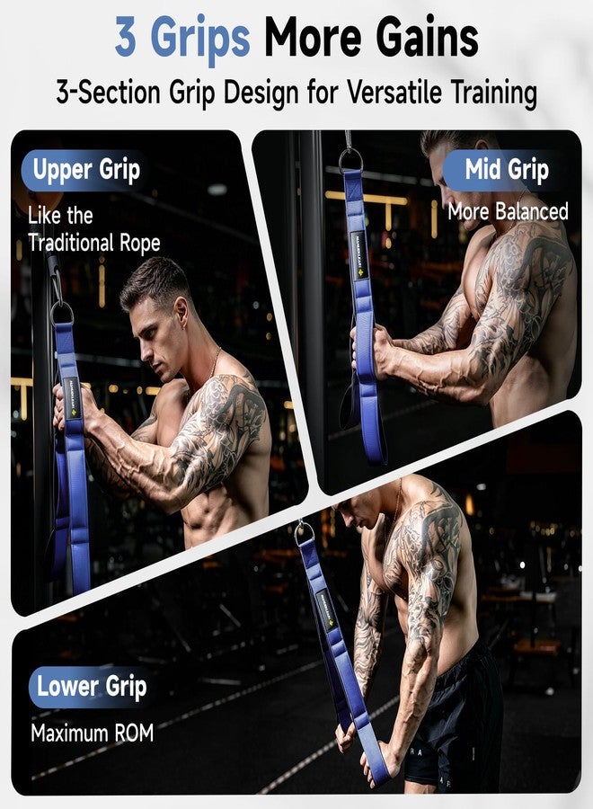 M MANUEKLEAR Tricep Rope Cable Attachment Handles, Greater Range of Motion, Tricep Pull Down Rope for Push Downs, Crunches, Facepulls for Professional Gym (Blue) - Image 3