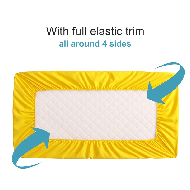 NTBAY 2 Pack Waterproof Mini Crib Mattress Protector  Quilted 24""x38"" Fitted Mattress Cover - Machine Washable - Soft and Breathable Baby Mattress Pad Sheet for Mini Crib and Baby Playards  Yellow - Image 2
