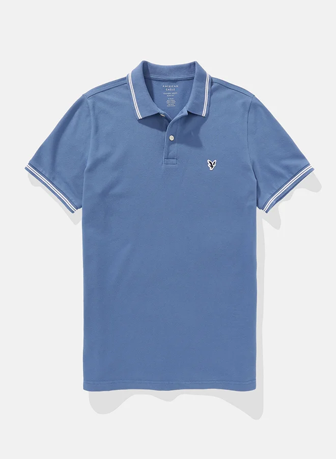 American Eagle Logo Slim Fit Pique Polo Shirt