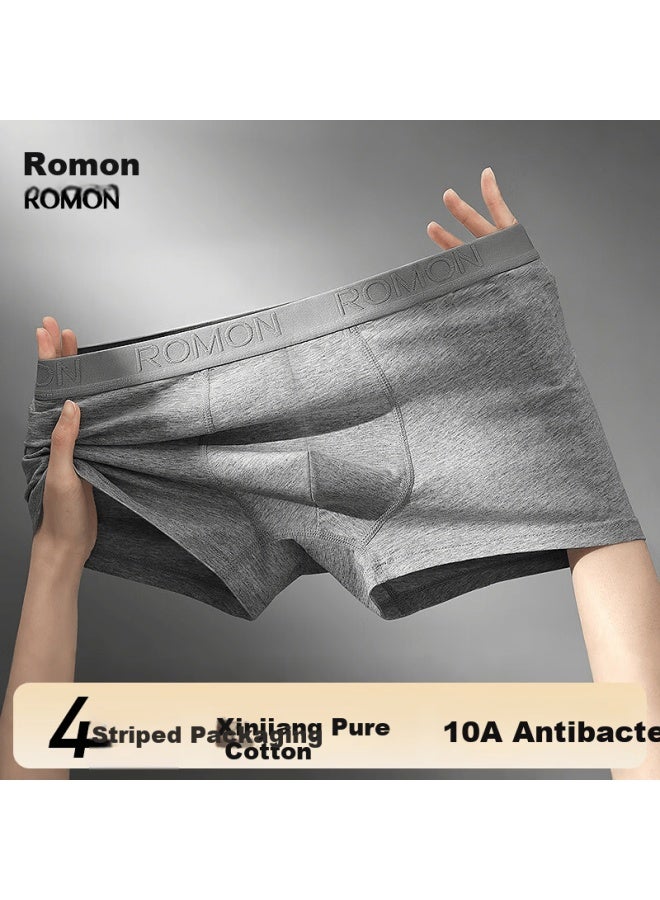 Romon Men's Underwear [class A Pure Cotton] Antibacterial And Mite-resistant 4-pack Mid-waist Boxer Briefs For Men - Image 1