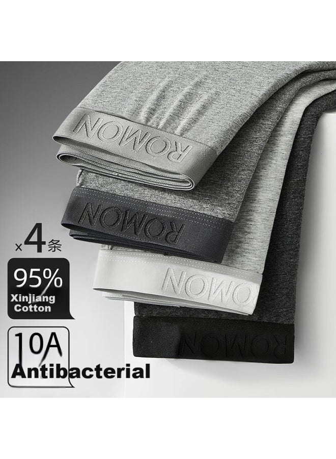 Romon Men's Underwear [class A Pure Cotton] Antibacterial And Mite-resistant 4-pack Mid-waist Boxer Briefs For Men - Image 5