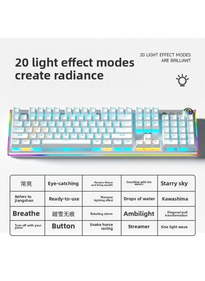 Generic Suit Computer Notebook Wired Mechanical Keyboard 20 Axis Gaming E-sports 30 Tarantula F Office Mouse Hot Plug-Color:Black Axis-pink White Peach Yaoyao-mixed Light [spare Axis + Complementary Keycaps]-no  - Image 4
