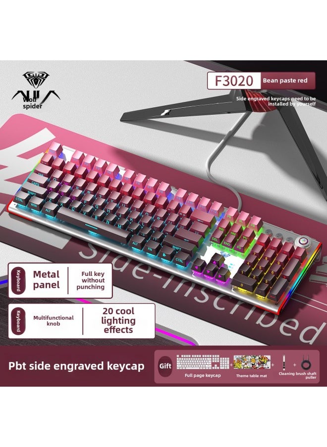 Generic Suit Computer Notebook Wired Mechanical Keyboard 20 Axis Gaming E-sports 30 Tarantula F Office Mouse Hot Plug-Color:Black Axis-pink White Peach Yaoyao-mixed Light [spare Axis + Complementary Keycaps]-no  - Image 3