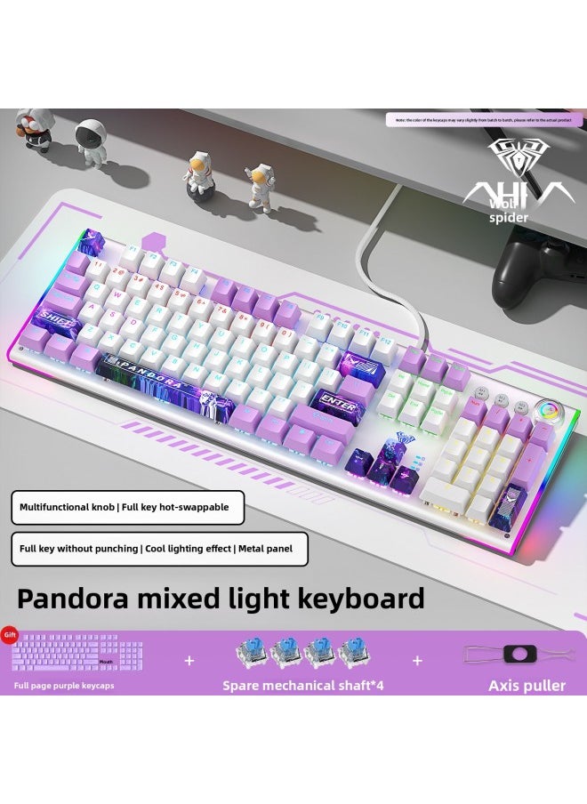 Generic Suit Computer Notebook Wired Mechanical Keyboard 20 Axis Gaming E-sports 30 Tarantula F Office Mouse Hot Plug-Color:Black Axis-pink White Peach Yaoyao-mixed Light [spare Axis + Complementary Keycaps]-no  - Image 2
