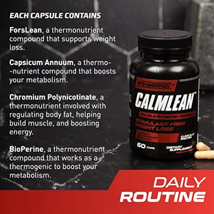 PrimeGENIX CalmLean Stimulant-Free Fat Burner | Weight Loss Supplement for Men | Appetite Suppressant, Metabolism Booster | Thermogenic Nutrients | Non-Stimulant Fat Loss Formula - Image 5