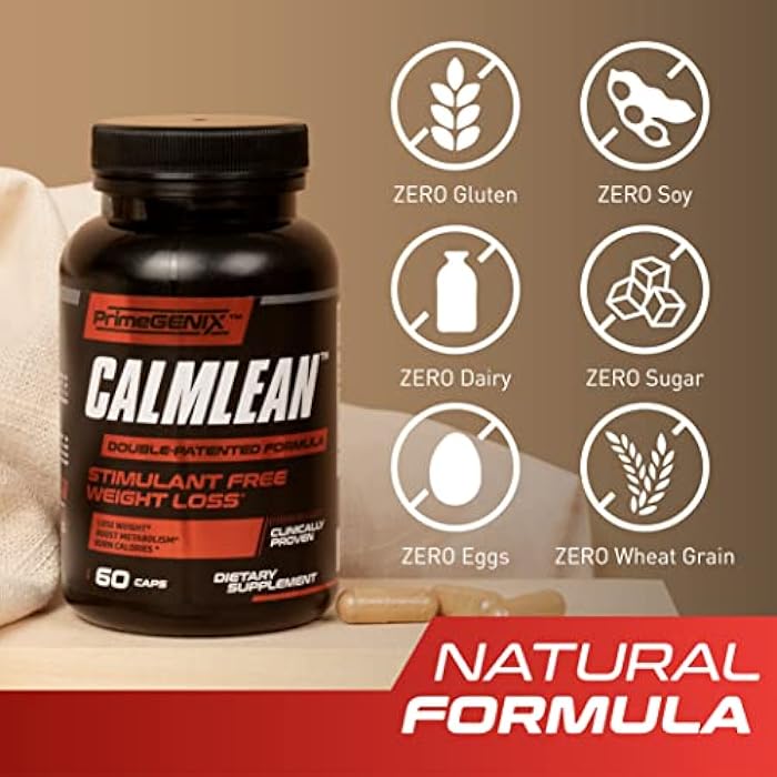 PrimeGENIX CalmLean Stimulant-Free Fat Burner | Weight Loss Supplement for Men | Appetite Suppressant, Metabolism Booster | Thermogenic Nutrients | Non-Stimulant Fat Loss Formula - Image 4