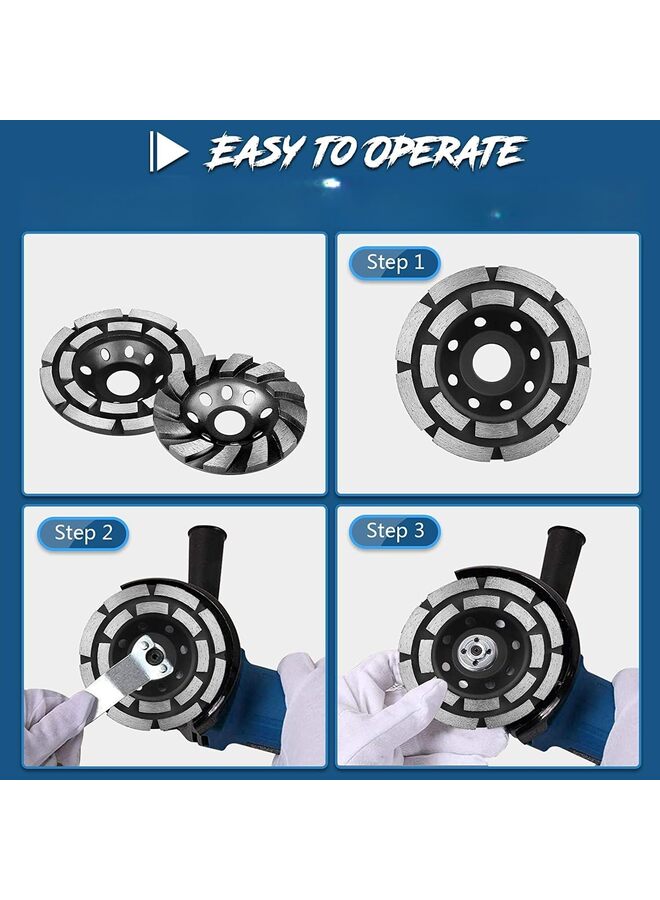 Diamond Cup Grinding Wheel, Heavy Duty Angle Grinder Wheels Sets for Angle Grinder Polishing(BLACK) - Image 3