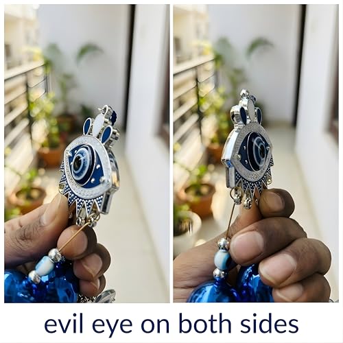sculpmart Dual Eye Design Evil Eye Wind Chime with Hanging Chain Design & 5 Bells for Main Door & Balcony Hanging for Positivness & Melody Sound (2 Eye Design) - Image 4