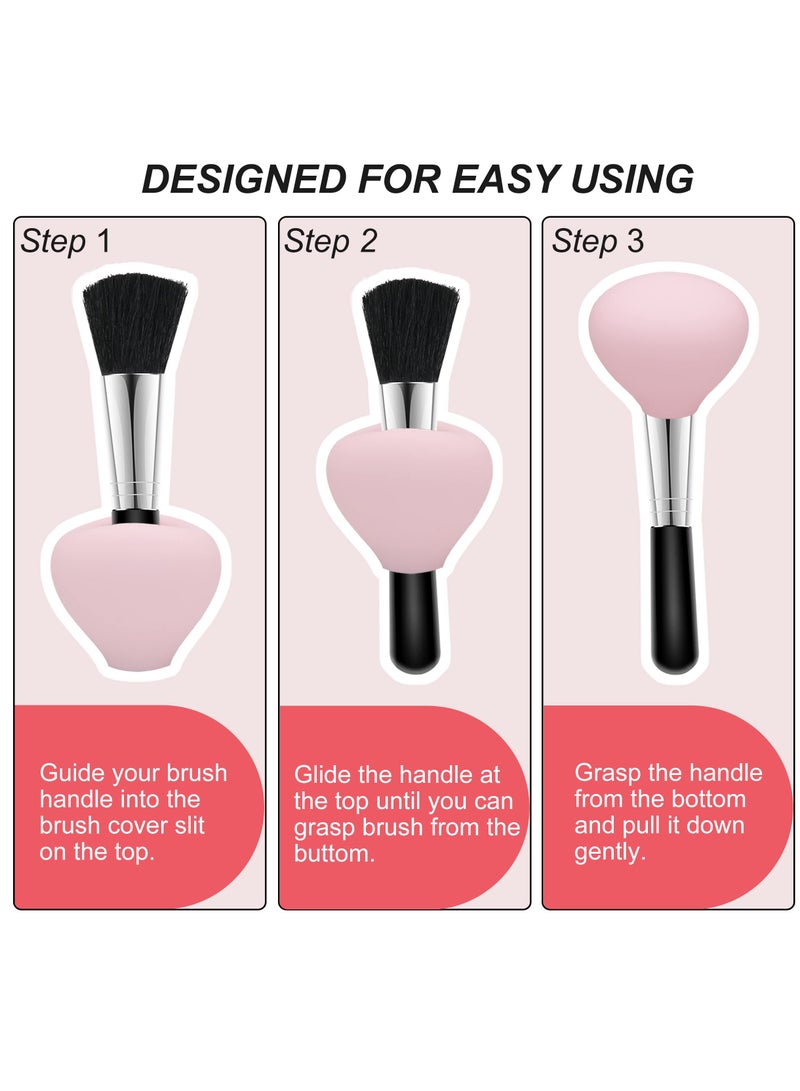 كاست ويف Makeup Brush Covers, 3 Pack Make up Brush Holder for Travel and Home, Reusable Silicone Organizer Case for Foundation Brush - Image 2