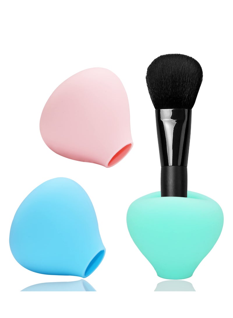 كاست ويف Makeup Brush Covers, 3 Pack Make up Brush Holder for Travel and Home, Reusable Silicone Organizer Case for Foundation Brush - Image 1