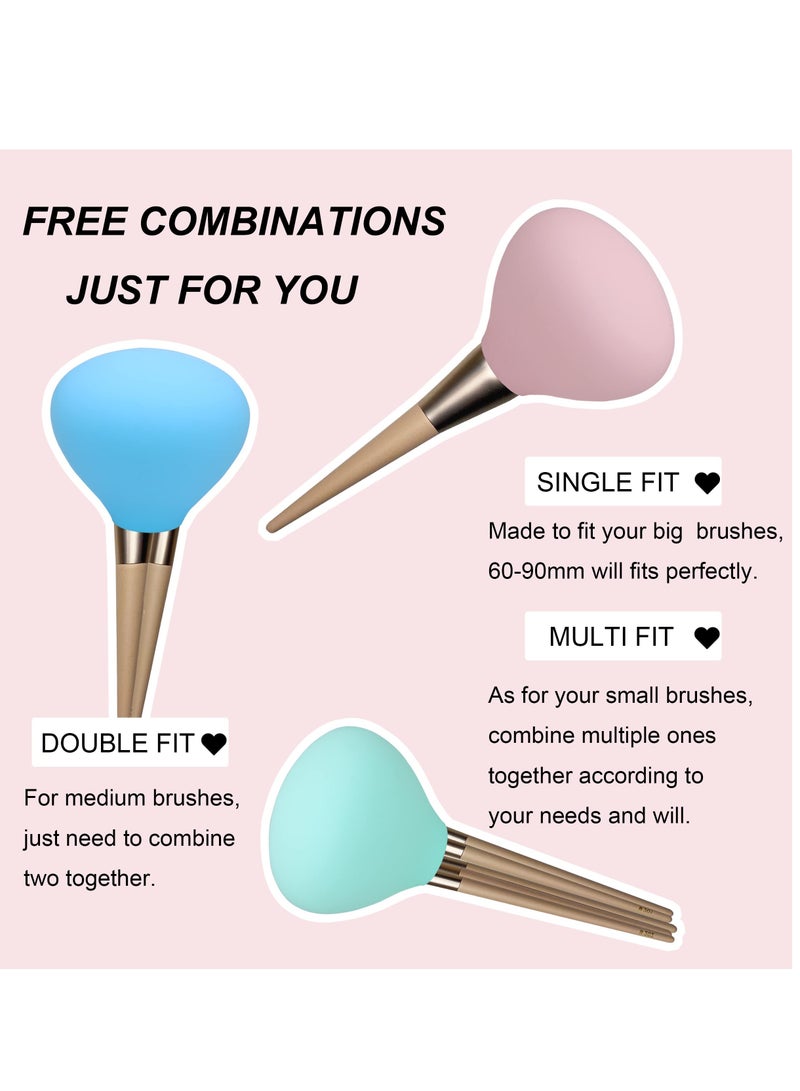 كاست ويف Makeup Brush Covers, 3 Pack Make up Brush Holder for Travel and Home, Reusable Silicone Organizer Case for Foundation Brush - Image 3