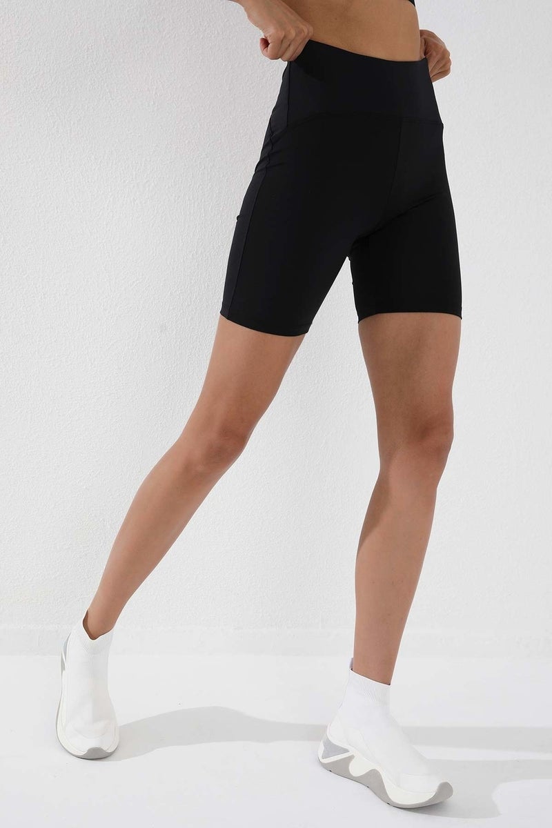 Tommy Life Black Women's High Waist Slimming Short Biker Leggings - 91007  - Image 3