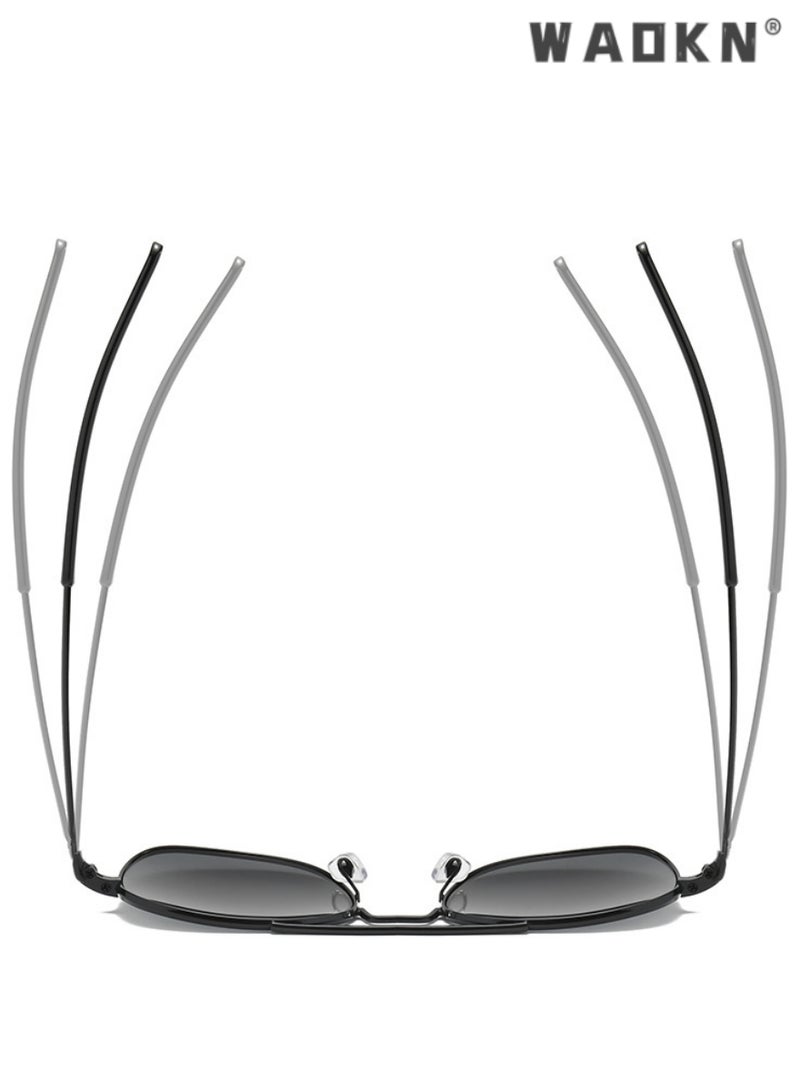 WAOKN Men's Military Style Polarized Pilot Aviator Sunglasses Bayonet Temples, Classic Vintage Aviator Sunglasses Large Frame Retro 70s Sunglasses, Aviator Frame UV400 Trendy Grey Glasses - Image 4