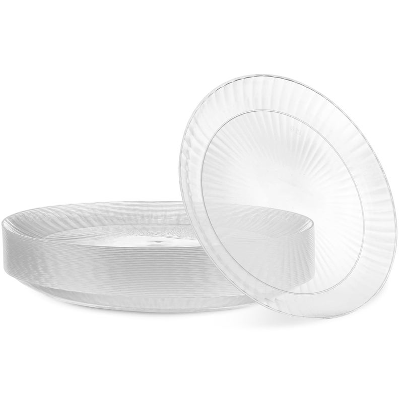 PLASTICPRO PLASTICPRO 30 Pack Crystal Like Clear Disposable 6 inch Plastic Plates Dinner Dishes Plates for Special Occasions Parties - Image 1