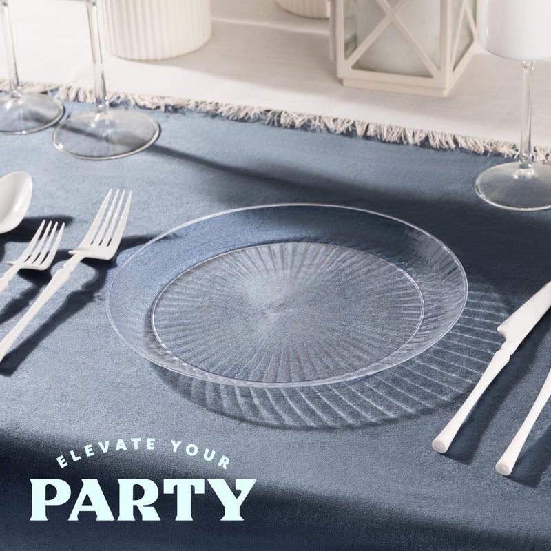 PLASTICPRO PLASTICPRO 30 Pack Crystal Like Clear Disposable 6 inch Plastic Plates Dinner Dishes Plates for Special Occasions Parties - Image 3