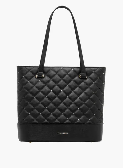 Flora Bella By Shoexpress Quilted Tote Bag with Double Handle and Zip Closure