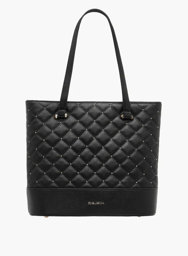Flora Bella By Shoexpress Quilted Tote Bag with Double Handle and Zip Closure