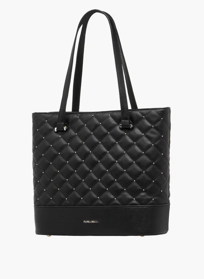 Flora Bella By Shoexpress Quilted Tote Bag with Double Handle and Zip Closure