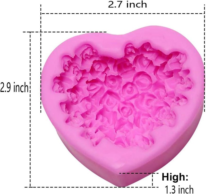 OBTANIM Silicone 3D Rose Flower Mold Love Heart Shape Fondant Soap Cake Mould for Chocolate Wedding Valentine - Image 2