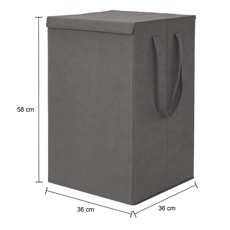 Justandkrafts Foldable Collapsible 68 Liter Large Laundry Organizer Storage Basket with Lid and Handle for Clothes Black(Cardboard) - Image 2