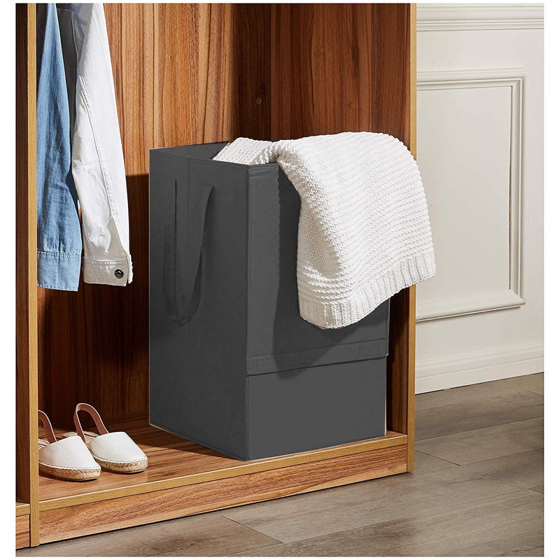 Justandkrafts Foldable Collapsible 68 Liter Large Laundry Organizer Storage Basket with Lid and Handle for Clothes Black(Cardboard) - Image 4