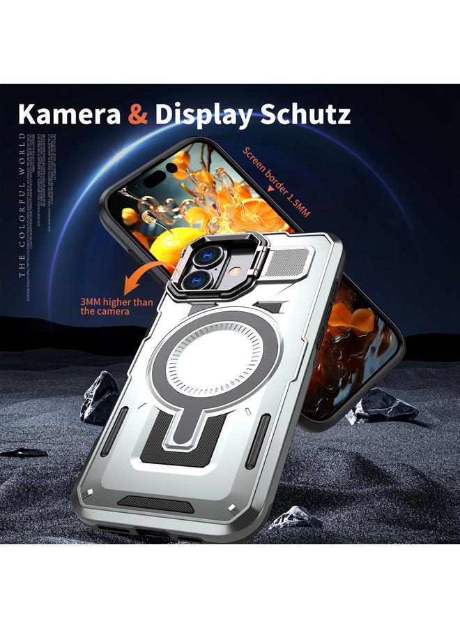 S-TOP Case For iPhone 16 Plus Shield Hollow Frame Holder MagSafe Phone Case - Image 2