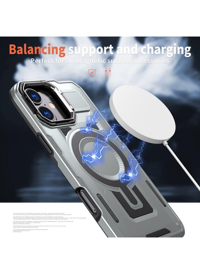 S-TOP Case For iPhone 16 Plus Shield Hollow Frame Holder MagSafe Phone Case - Image 4
