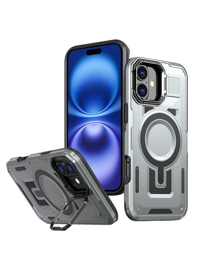 S-TOP Case For iPhone 16 Plus Shield Hollow Frame Holder MagSafe Phone Case - Image 1