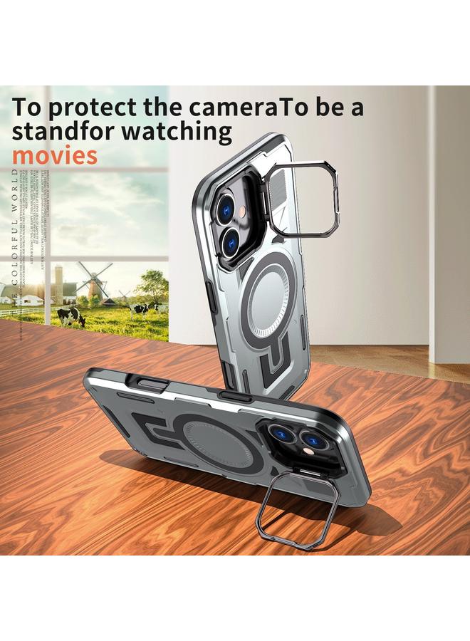 S-TOP Case For iPhone 16 Plus Shield Hollow Frame Holder MagSafe Phone Case - Image 3