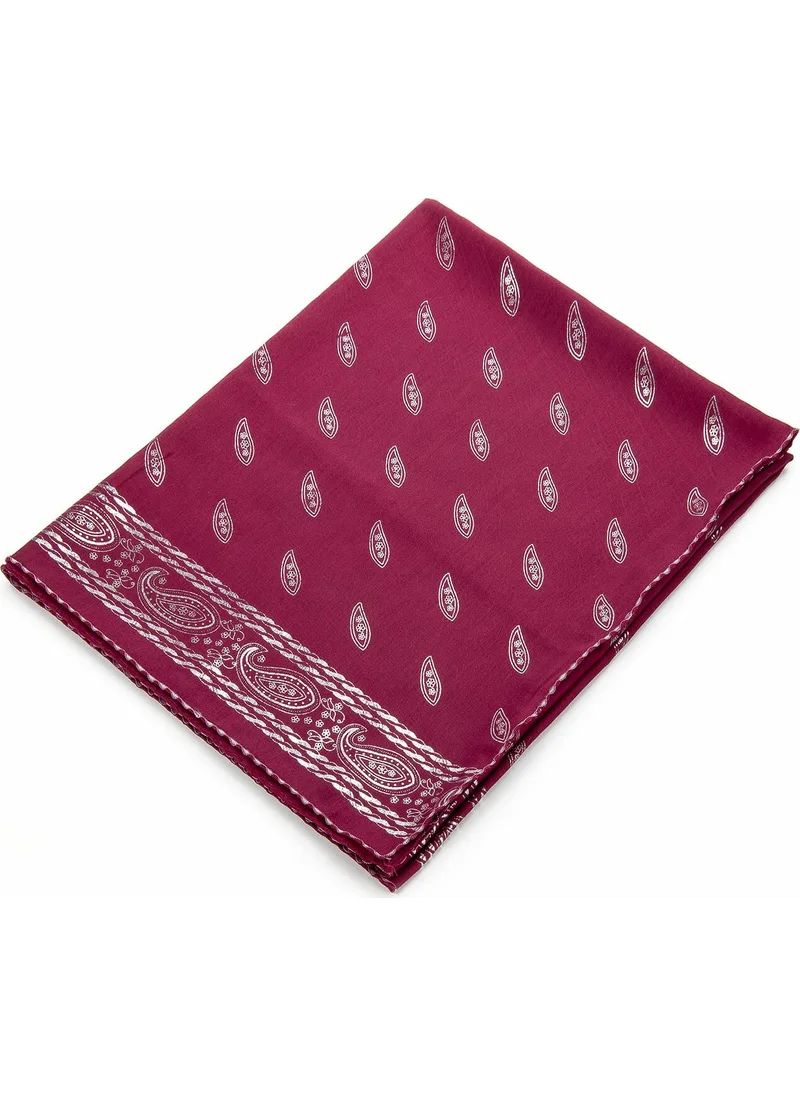 İhvan Ihvan Pano Patterned Gilded Scarf Claret Red