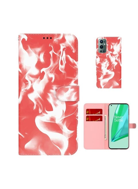 Case Cover For For OnePlus 9 Pro Cloud Fog Pattern Horizontal Flip Leather Case with Holder & Card Slot & Wallet(Red)