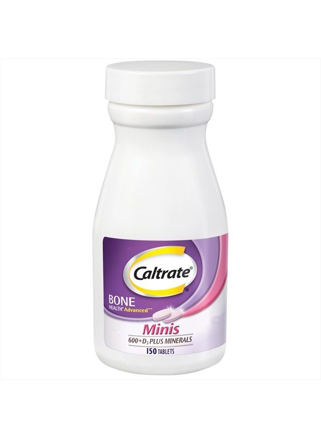 Caltrate 600+D3 Plus Minerals Mini Calcium & Vitamin D3 Supplement Mini Tablet, 600 mg, 150 Count (Pack of 3)  - Image 1