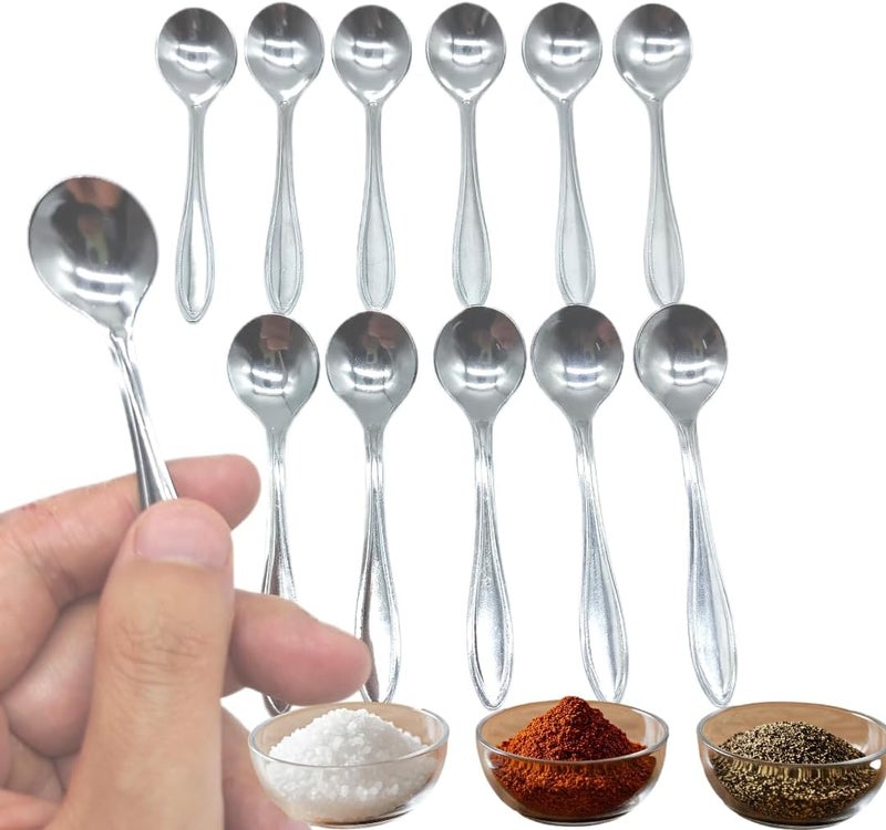 Doczen 12PCS 3.5in Tiny Stainless Steel Spoons for Spices Jars, Mini Size 3.5, Cute Small Stainless Steel Condiment Spoons for Spices, Salt, Sugar, Pepper, Honey, Powder - Image 1