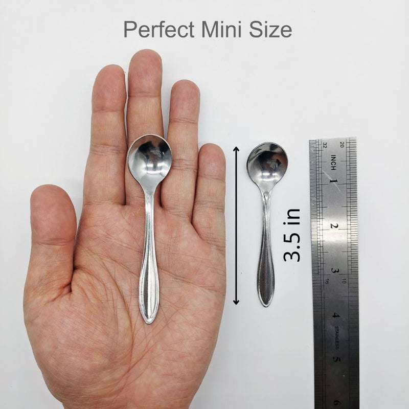 Doczen 12PCS 3.5in Tiny Stainless Steel Spoons for Spices Jars, Mini Size 3.5, Cute Small Stainless Steel Condiment Spoons for Spices, Salt, Sugar, Pepper, Honey, Powder - Image 4