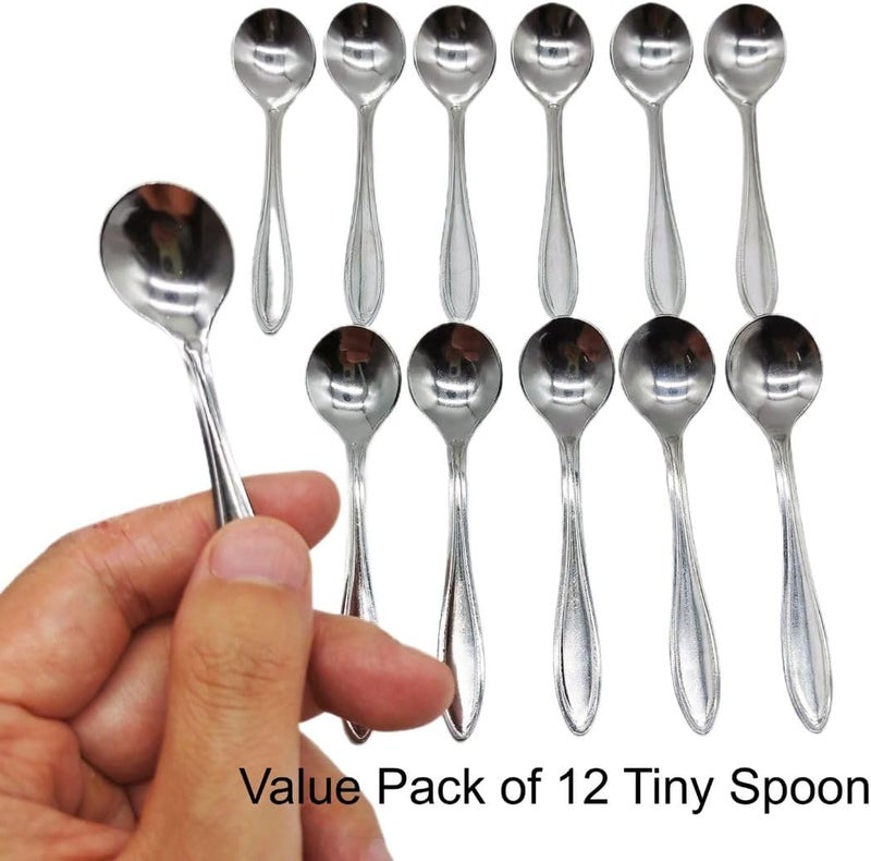 Doczen 12PCS 3.5in Tiny Stainless Steel Spoons for Spices Jars, Mini Size 3.5, Cute Small Stainless Steel Condiment Spoons for Spices, Salt, Sugar, Pepper, Honey, Powder - Image 5