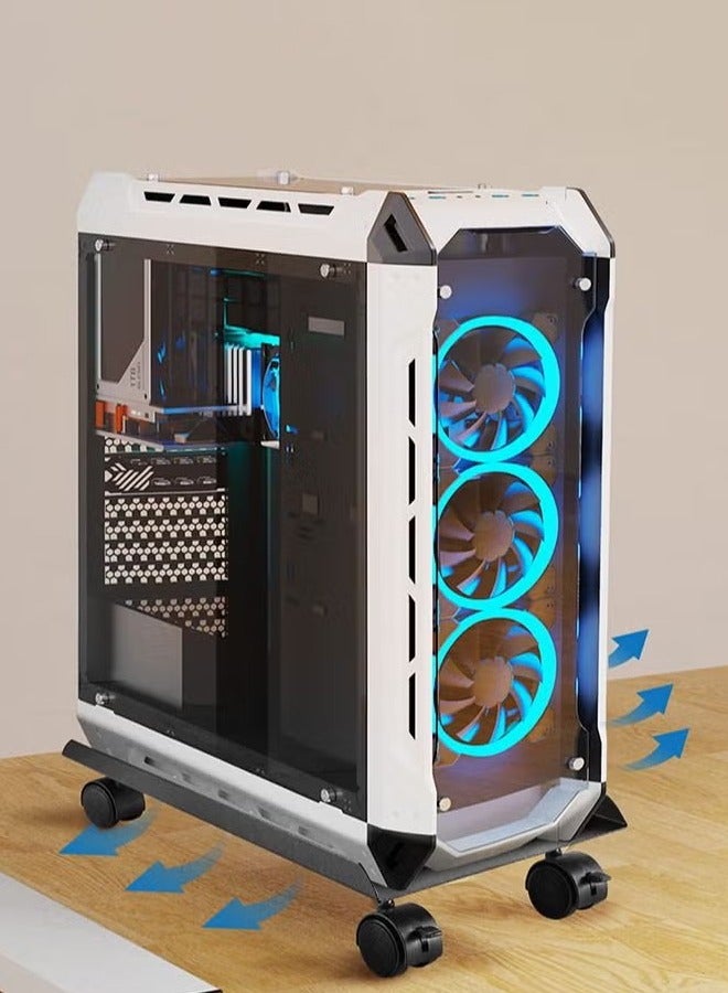 Snooe حامل وحدة المعالجة المركزية المحمول حامل برج كمبيوتر قابل للتعديل مع 4 عجلات دوارة يناسب معظم أجهزة الكمبيوتر - Image 1