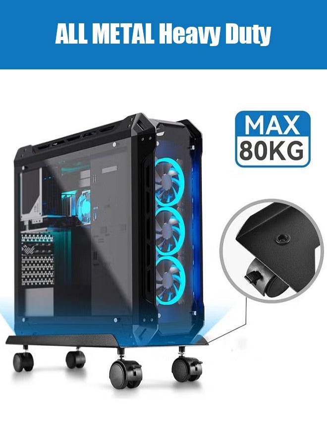 Snooe حامل وحدة المعالجة المركزية المحمول حامل برج كمبيوتر قابل للتعديل مع 4 عجلات دوارة يناسب معظم أجهزة الكمبيوتر - Image 4