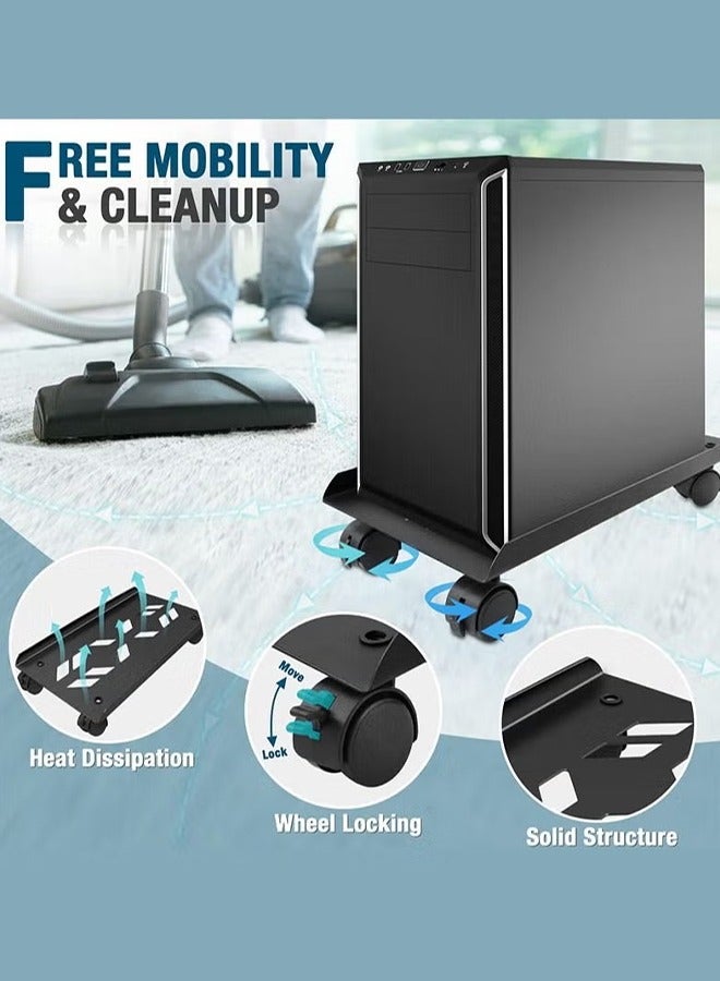 Snooe حامل وحدة المعالجة المركزية المحمول حامل برج كمبيوتر قابل للتعديل مع 4 عجلات دوارة يناسب معظم أجهزة الكمبيوتر - Image 5