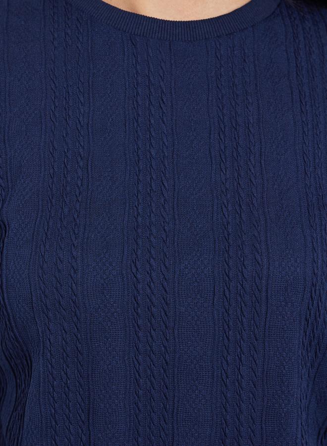 ستايلي تيشيرت محبوك بتفاصيل بارزة الملمس - Image 3