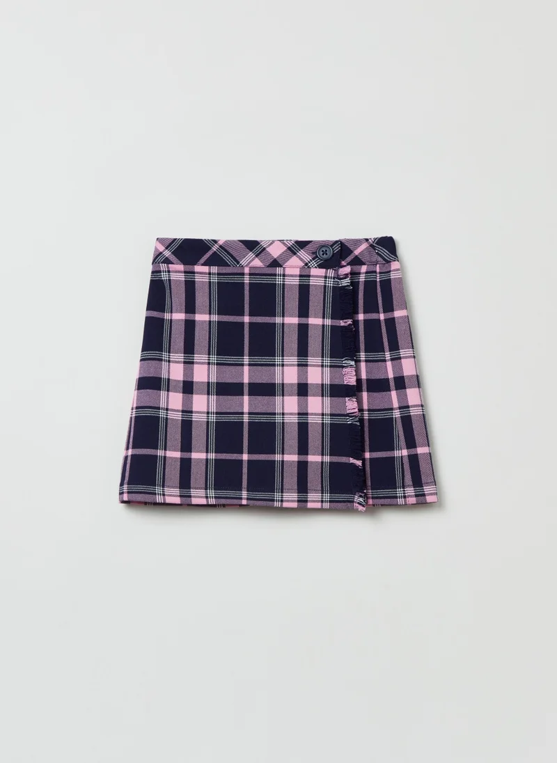 او في اس OVS Girls Checked Wrap Skirt