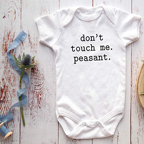 Printique Organic GOTS Certified Baby Onesie Unisex Bodysuit 0-18 months - Don't Touch Me Peasant | Funny Sarcastic (Don't Touch Me Peasant, 0-3 Months) - Image 2