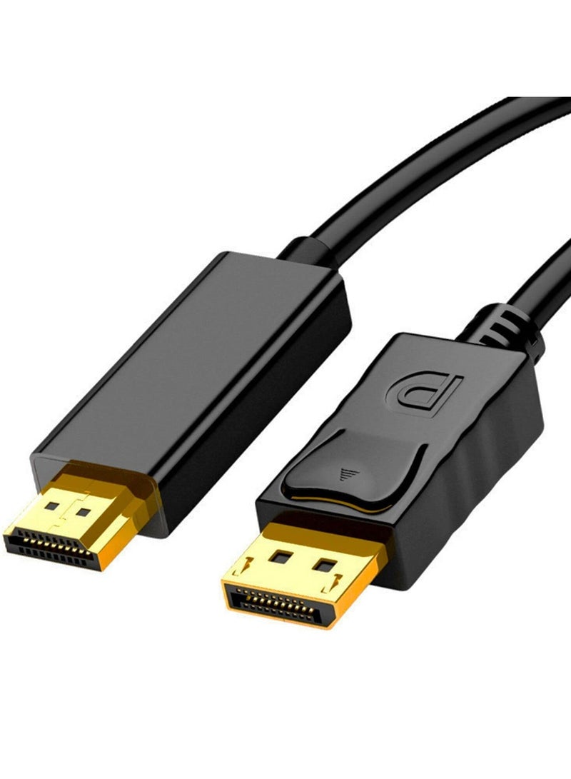 كابل DisplayPort إلى HDMI بطول 6 أقدام، (1.8 متر) محول كابل 4K DP إلى HDMI، كابل DP 1.2 إلى HDMI 1.4 أحادي الاتجاه، متوافق مع شاشة الكمبيوتر وجهاز العرض والكمبيوتر المحمول Dell HP إلخ - Image 1