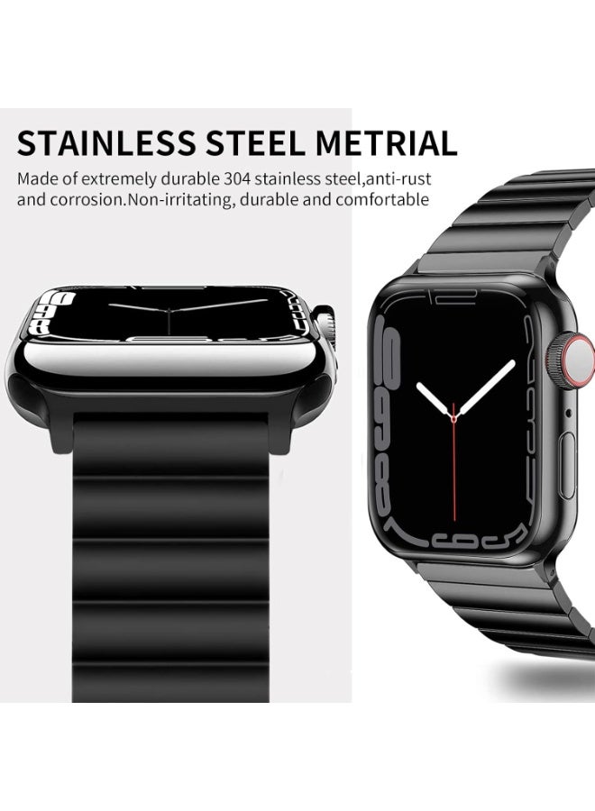 Watch Band Strap 38mm 40mm 41mm Compatible with Apple Watch Stainless Steel Metal Bands, Replacement Wristband, for iWatch Series 9/8/7/6/5/4/3/2/1/SE/iWatch Ultra2 Ultra  (Black)  - Image 2